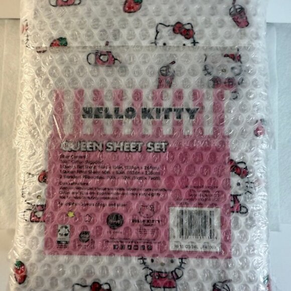 Hello Kitty Queen Sheet Set 100% Cotton NWT Pink White Bedding 4pc Sanrio Rare - Picture 5 of 5